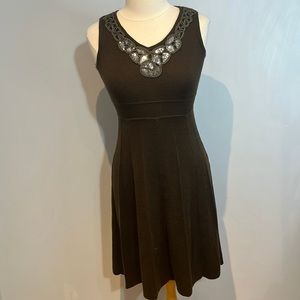 MaxMara Brown Sleeveless Dress with Silver Accents